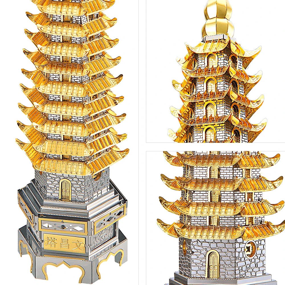 Piececool 3D Metal Puzzles WENCHANG Tower Building Kits for Adult DIY Model Kits Brain Teaser Toys Best Birthday Gift