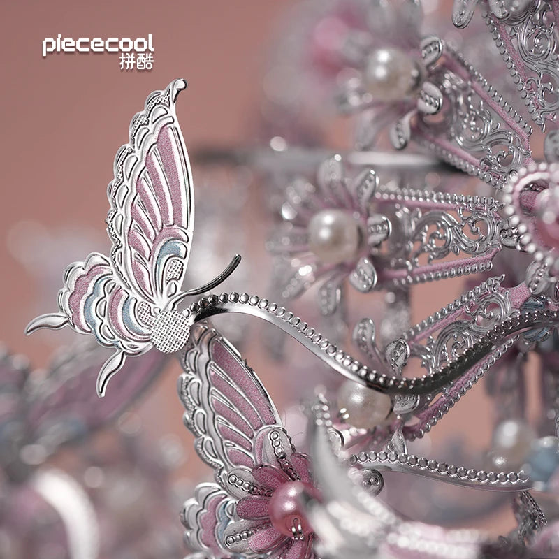 Piececool 3D Puzzles for Adult Yinyue Butterfly Tiara Metal Model Kits Assembly DIY Crafts Jigsaw Set for Brain Teaser