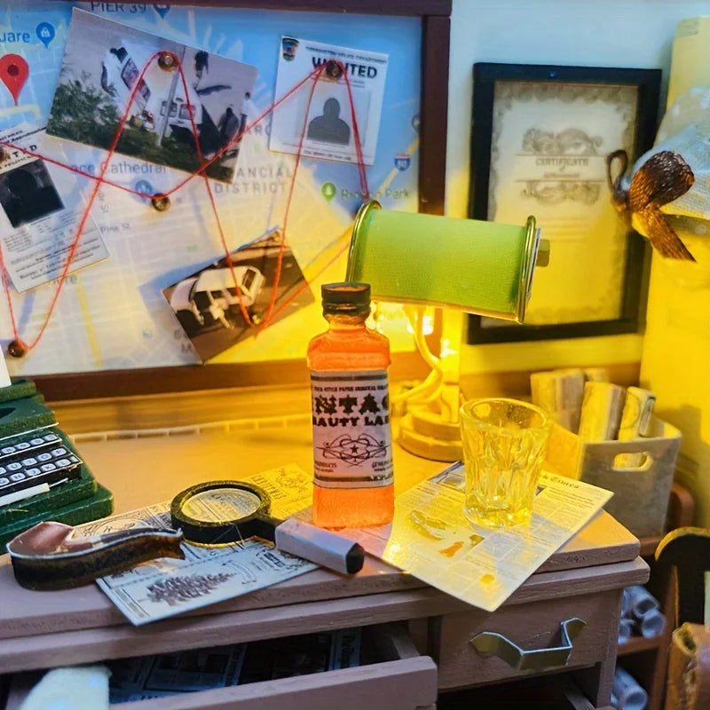 Magic Detective Agency DIY Miniature House 3D Wooden Model Kit, Creative Birthday & Christmas Gift Black Friday