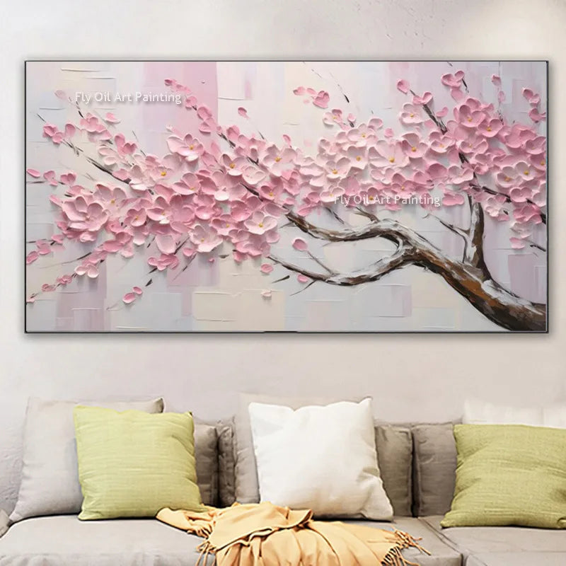 Handmade Abstract Knife 3D Gold Flower Pictures Home Decor Wall Art 100% Hand Painted Flowers Oil Painting on Canvas Paintings