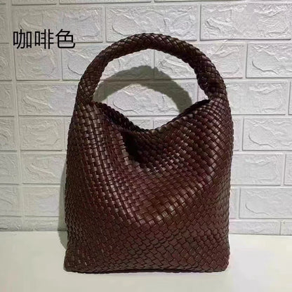 2025 Fashion Soft Hobo Weave Shoulder Handbag With Insert Organizer Woven Vegan Leather Top-handle Tote All-Match Underarm Bag