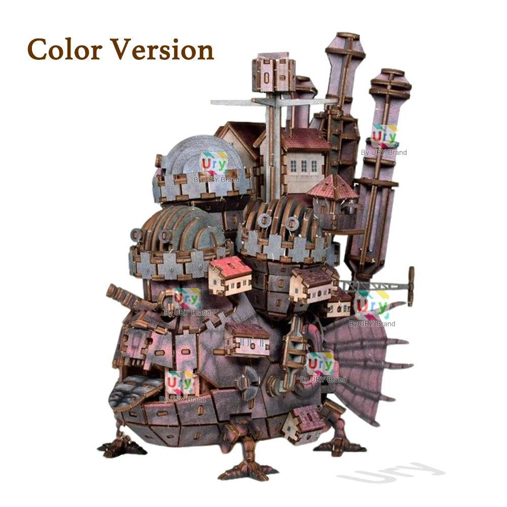 URY 3D Wooden Puzzle Creative Magic Steel Castle Theme Film Movie Series DIY Toy Home Decoration Model Kit Gifts for Adults