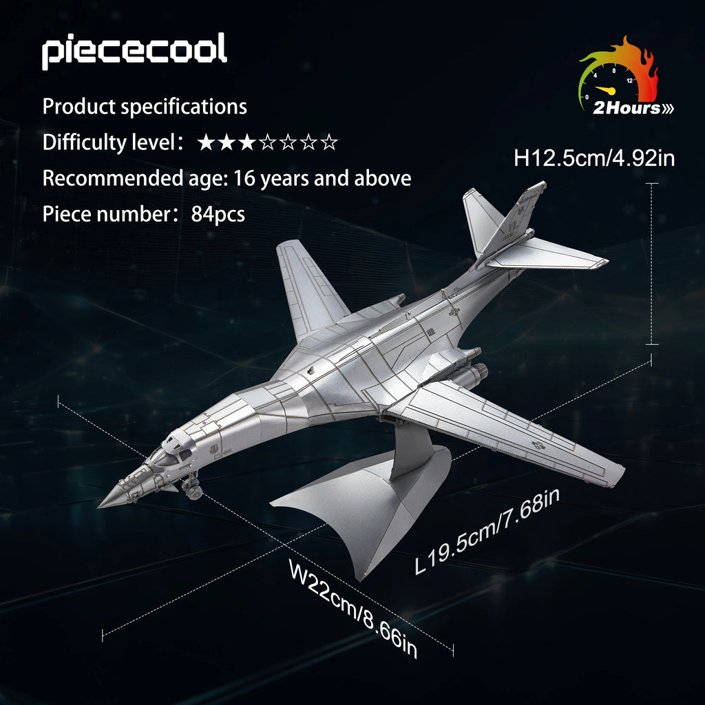 Piececool 3d Metal Puzzles B-1 Lancer Bomber Assembly Model Kits DIY Aircraft Model Set Jigsaw for Adult Gifts