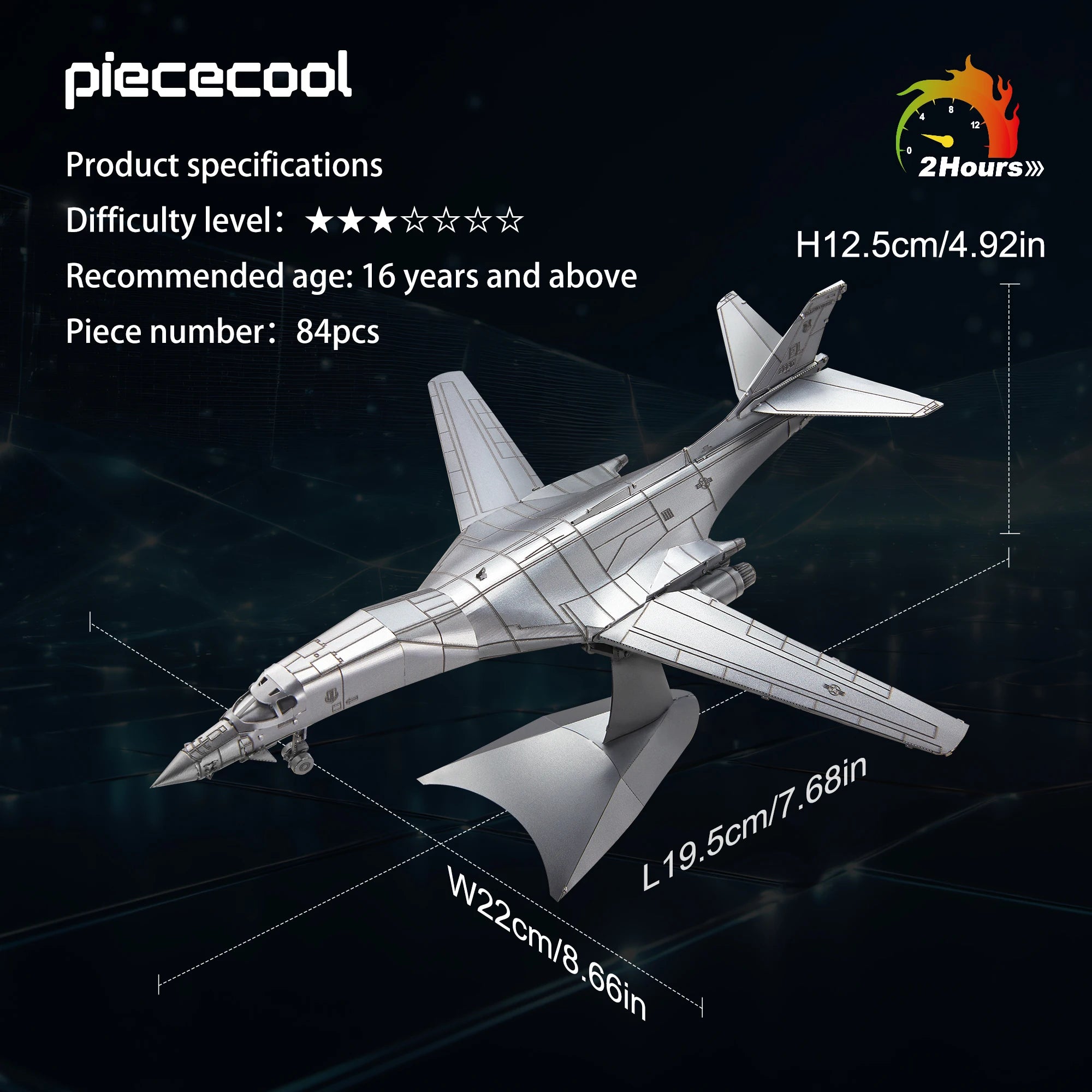 Piececool 3d Metal Puzzles B-1 Lancer Bomber Assembly Model Kits DIY Aircraft Model Set Jigsaw for Adult Gifts