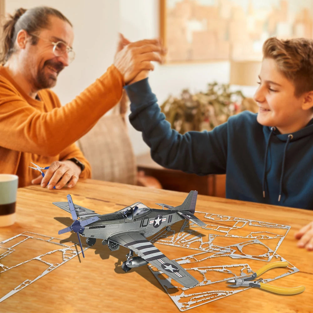 Piececool 3D Puzzles Gift Airplane Metal Model Building Kits DIY Toys for Teens Brain Teaser Jigsaw for Collection 107pcs