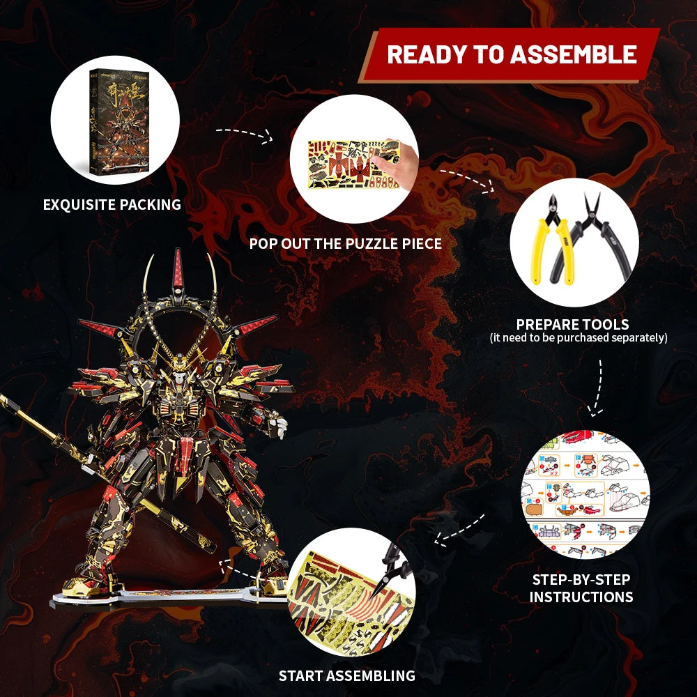 Piececool 3D Metal Model Kits The Monkey King Metal Puzzles DIY Wukong Mecha Assembly Jigsaw Set for Adult Christmas Gifts
