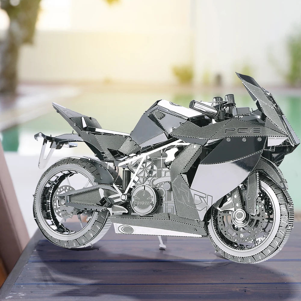 Piececool 3D Metal Puzzles Silver Motorcycle Assembly Model Toys Jigsaw DIY for Adult