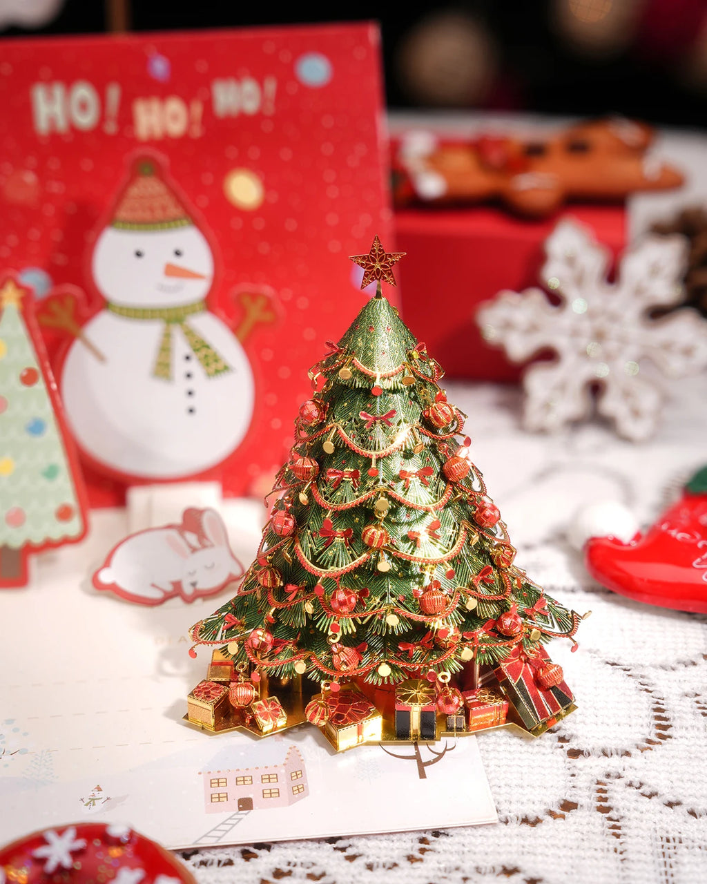 Piececool 3D Metal Model Kits Christmas Tree Fridge Magnet 3D Metal Puzzles Assembly DIY Gifts for Adult Home Decor