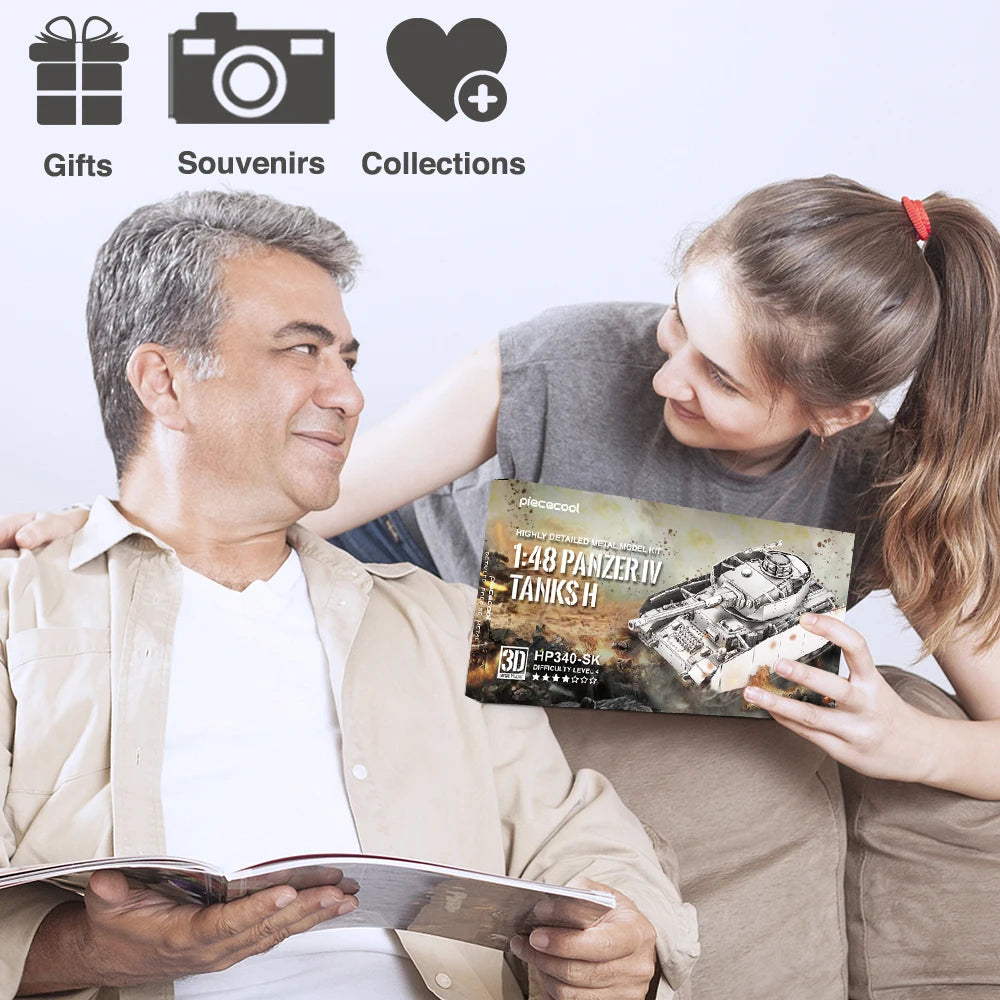 Piececool 3D Metal Model Kits for Adult Brain Teaser 1:48 Panzer IV Tanks H 3D Puzzle Creative Toy Jigsaw DIY Set Birthday Gift