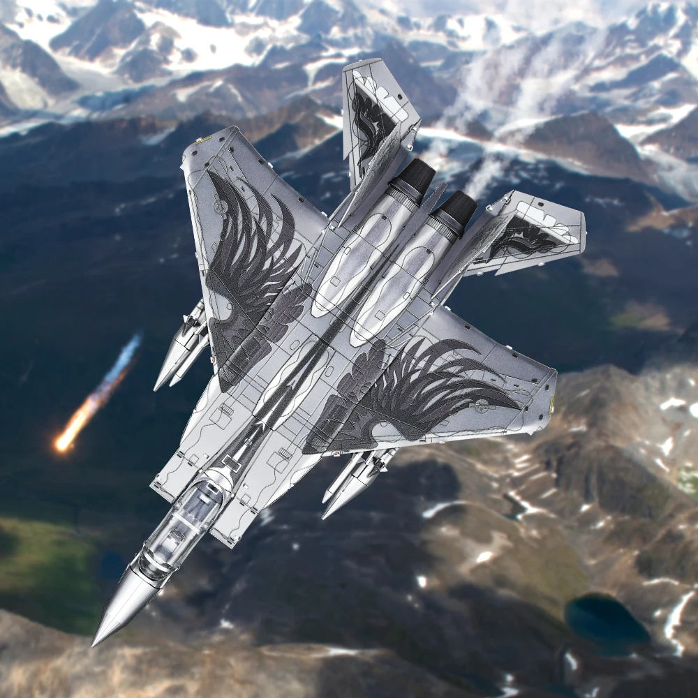 Piececool 3D Metal Puzzles F-15 Fighter Assembly Model Kits for Adult DIY Fighter Aircraft Jigsaw for Collection Birthday Gifts