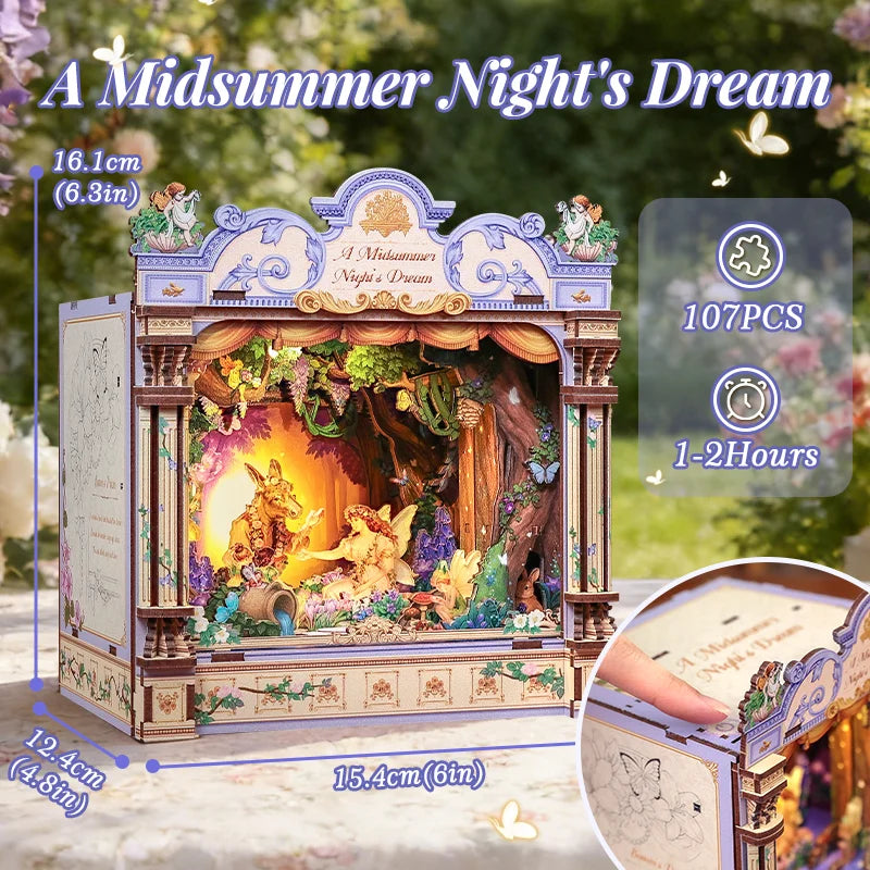 CUTEBEE 3D Miniature House DIY Book Nook Kit Wooden Puzzle for Adults Home Desk Decoration, Unique Handmade Stress Relief Gift