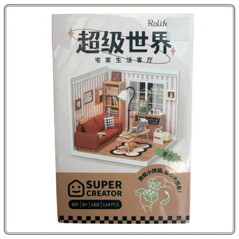 New Robotime Rolife Plastic Toys 3D Puzzle Puzzle Super Store Cozy Living Lounge Plastic DIY Miniature House Kit Building Blocks