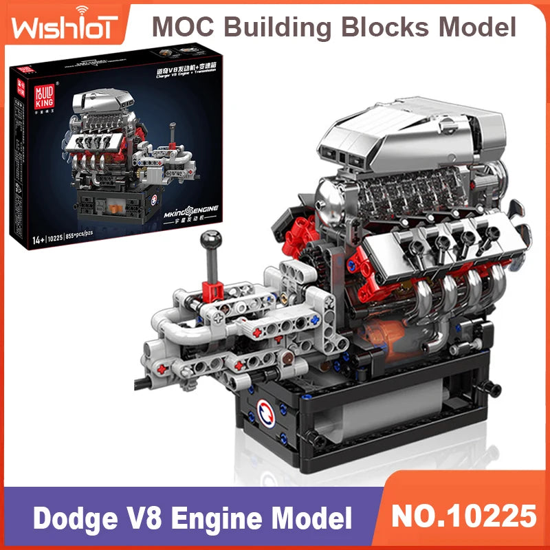 MOULD KING Engine Model Professional Building Blocks Sets V12 V8 W12 Turbojet Radial 739-1214PCS Technical Parts MOC DIY Toy