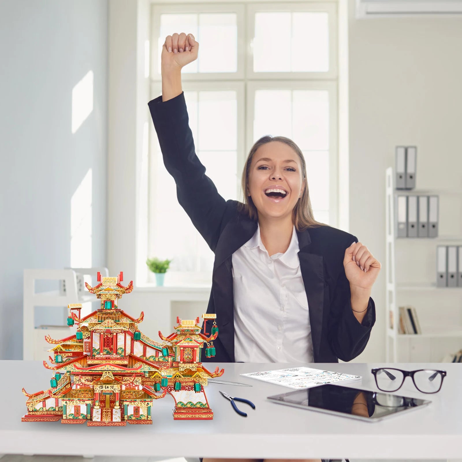 Piececool 3D Metal Puzzle Red Garden Model Kits DIY Building Kit for Adult Jigsaw Toy Best Birthday Gift for Teens