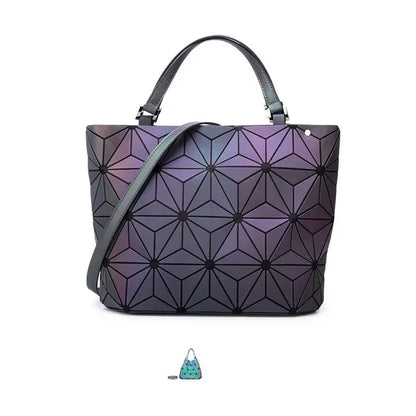 Luminous  big bag Holographic reflective geometric bags for women 2024 Quilted Shoulder Bags female Handbags bolsa feminina