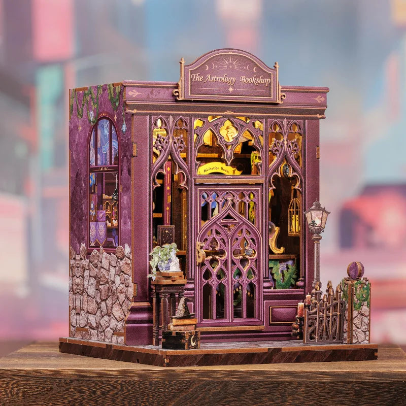 Cutebee DIY Miniature House Book Nook Bookshelf Insert Dollhouse Model Street Shop Series Wooden Bookshelf Toys Birthday Gifts