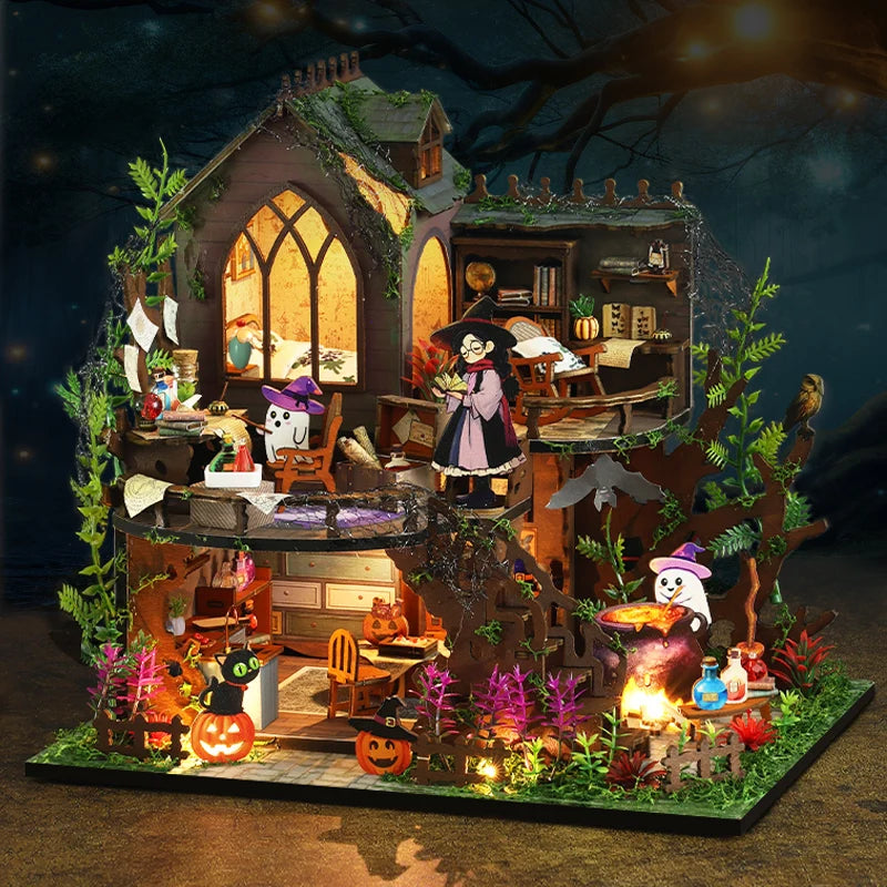 DIY Magic Mansion Villa - Wooden 3D Puzzle House Kit, Halloween Creative Gift & Collectible Home Decor