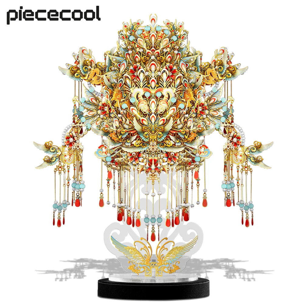 Piececool 3D Puzzles Nine Dragons and Nine Phoenix Crown Metal Assembly Model Kits DIY Set for Adult Jigsaw Gifts for Collection