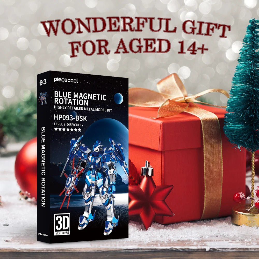 Piececool 3D Metal Puzzle -BLUE MAGNETIC ROTATION Model Building Kits Jigsaw Toy ,Christmas Birthday Gifts for Adults