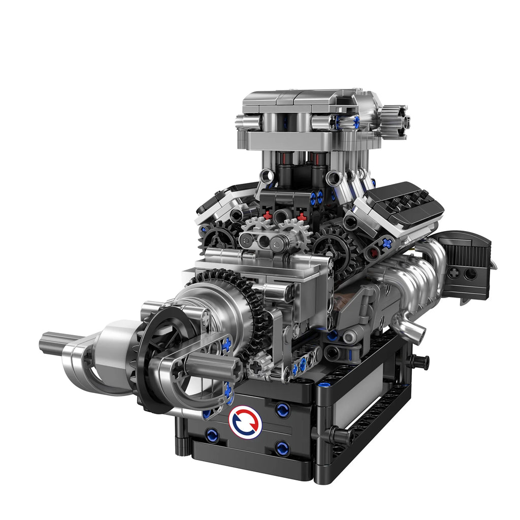 737pcs Brick 10206 V8 Engine Model kit That Runs, 8-Cylinder Petrol Engine Combustion Battery/Motor Blocks Sets STEM Toy Gift