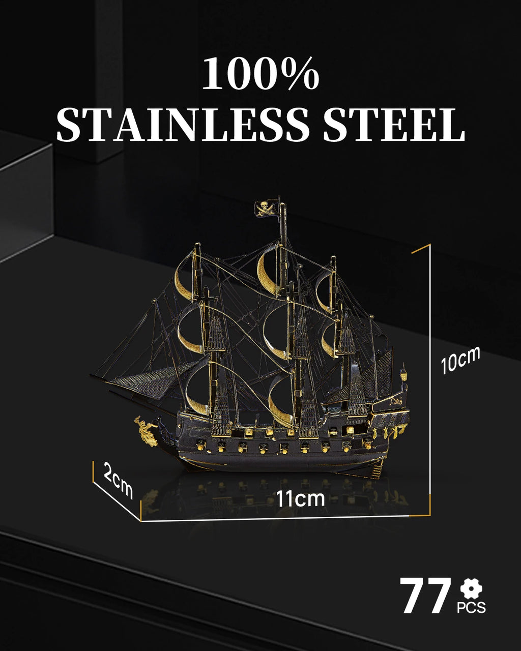 Piececool 3D Metal Model Kits The Black Pearl Refrigerator Magnet 3D Metal Puzzles for Home Decoration DIY Jigsaw Set