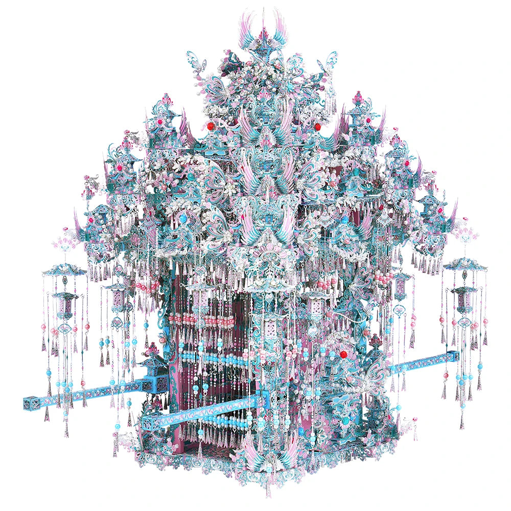 Piececool 3d Metal Puzzles Pearl-pink Bridal Sedan Chair 3D Metal Model Kits for Adult Brain Teaser Diy Crafts for Home Decor