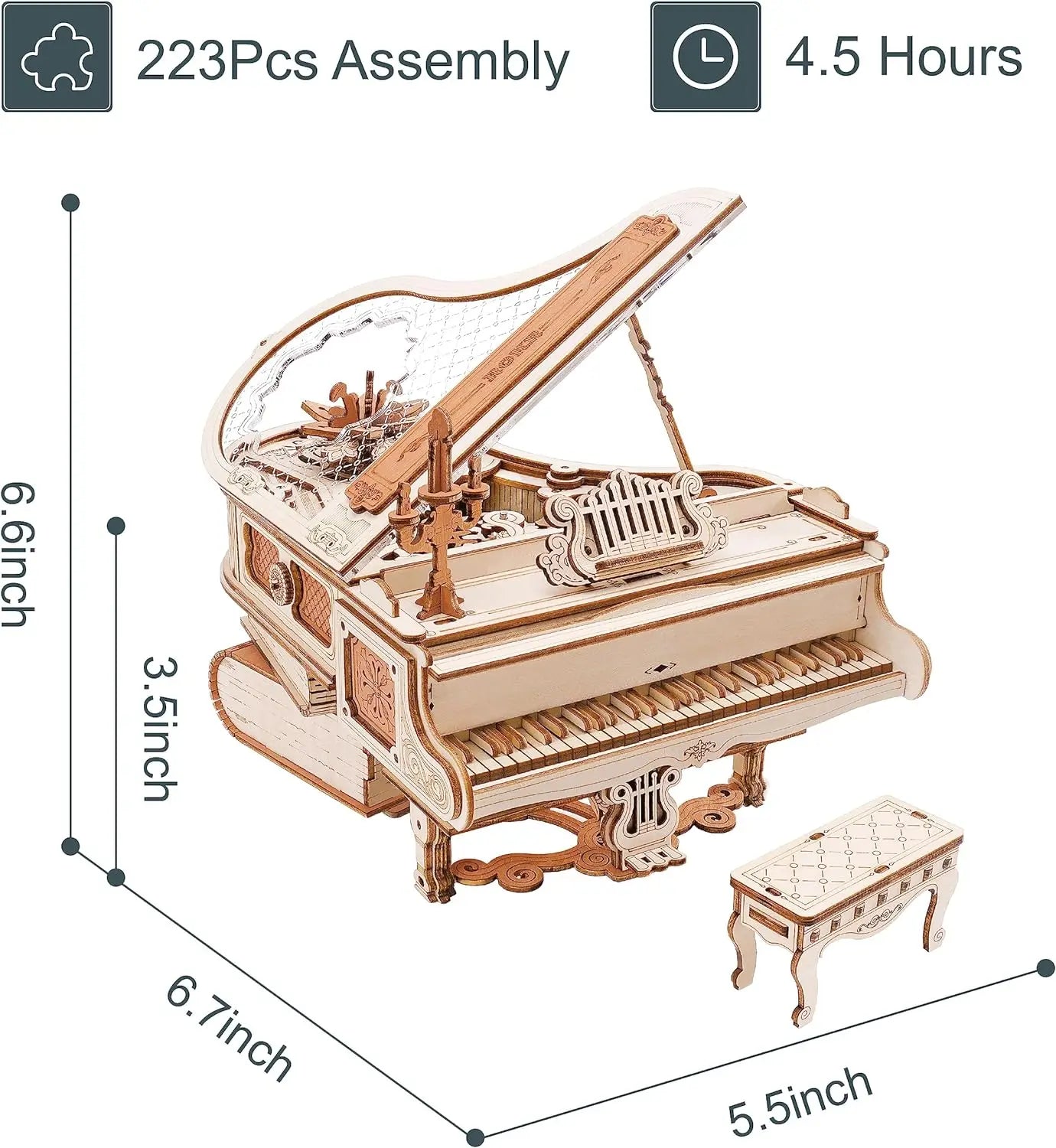 Robotime Rokr Magic Piano 3D Puzzles Mechanical 3D Musical Instrument Aesthetic Desk Decor Unique Gift for Men Women AMK81