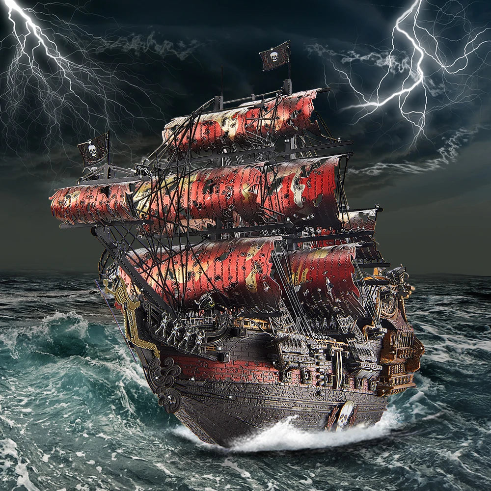 Piececool 3D Puzzles The Queen Anne's Revenge Pirate Ship Metal Model Building Blocks 3D Boat Jigsaw for Adult Birthday Gift