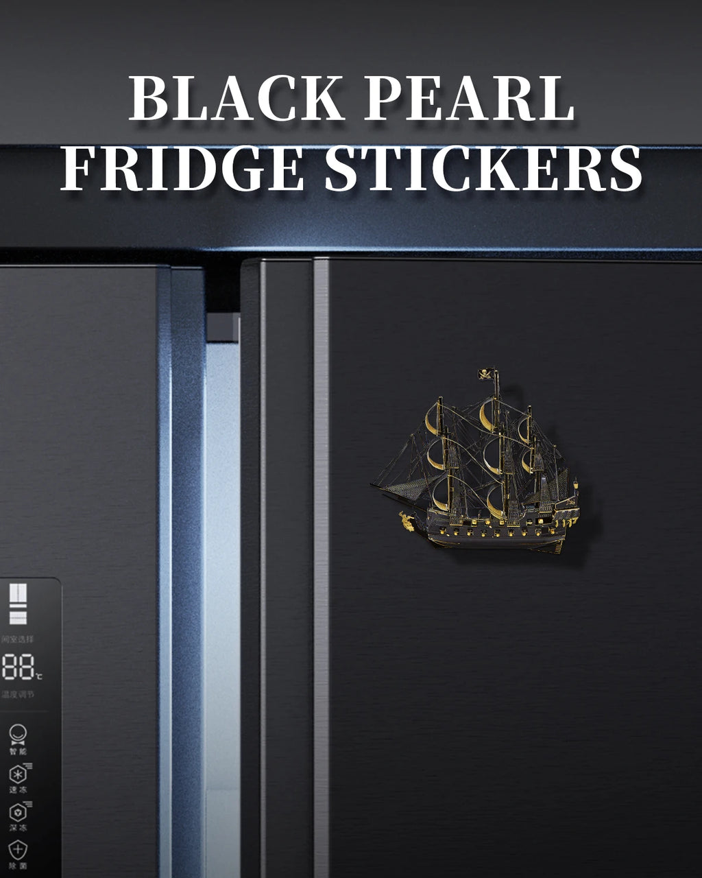 Piececool 3D Metal Model Kits The Black Pearl Refrigerator Magnet 3D Metal Puzzles for Home Decoration DIY Jigsaw Set