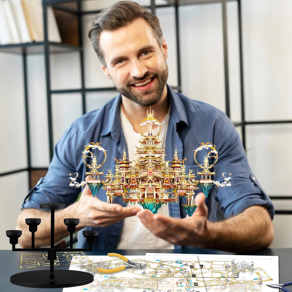 Piececool 3D Metal Puzzle Lingxiao Palace Assembly Model Kits for Adult Jigsaw DIY Set for Brain Teaser Home Decoration