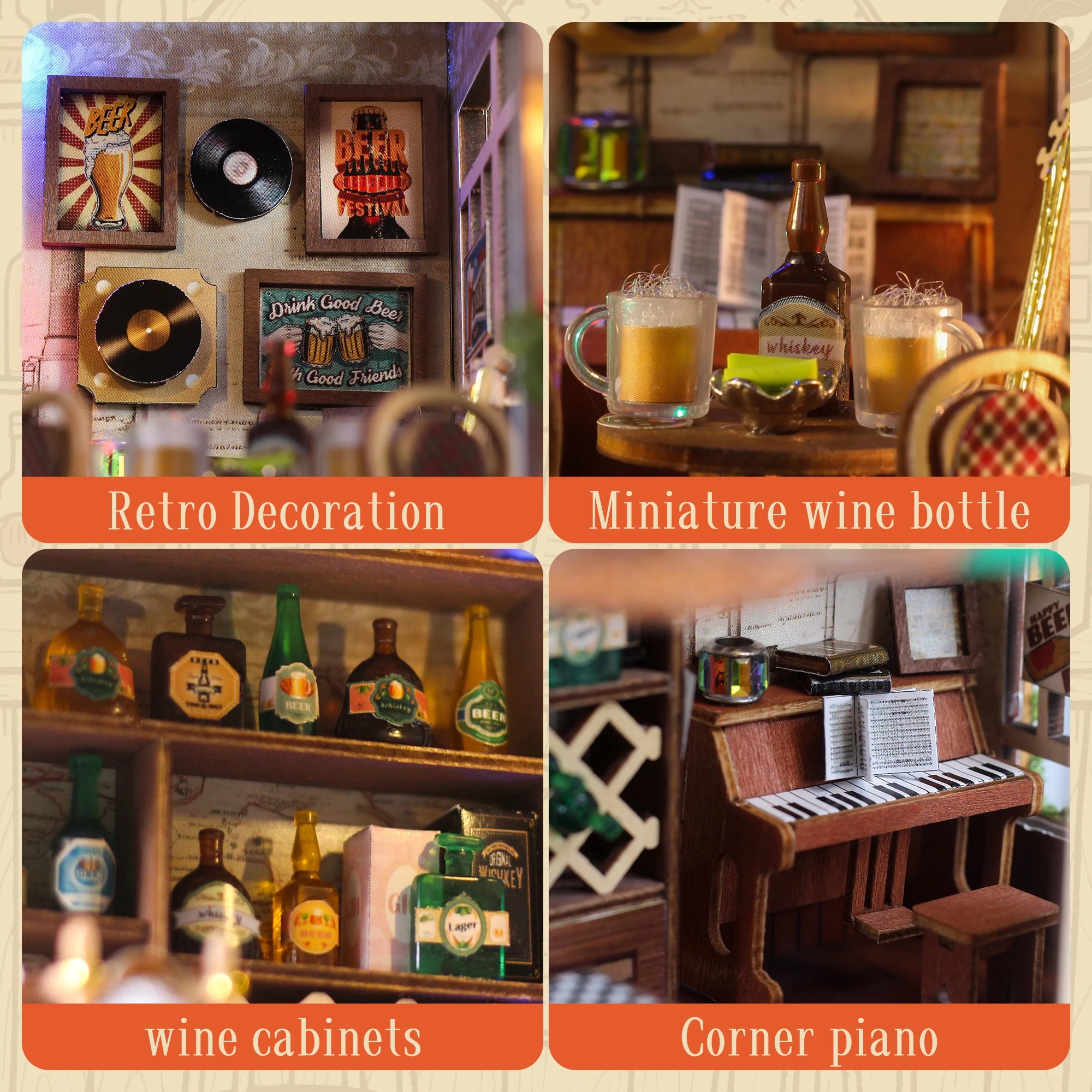 DIY Beer Bar Craft Kit – Handmade Micro House Model Christmas Gift for Adults, Creative Dollhouse Decor (Assembly Required)