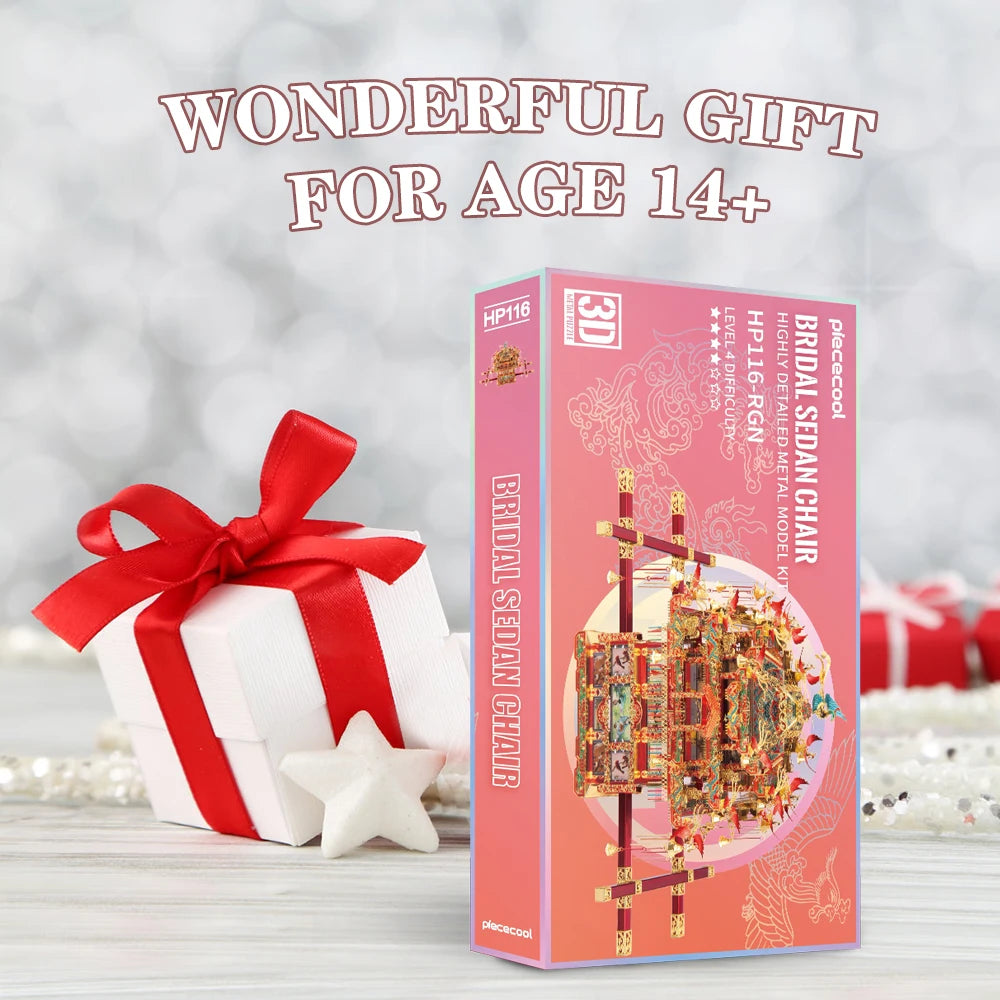 Piececool 3D Metal Puzzle -Bridal Sedan Chair Wedding Series Model Building Kits Jigsaw Toy ,Birthday Gifts for Adults