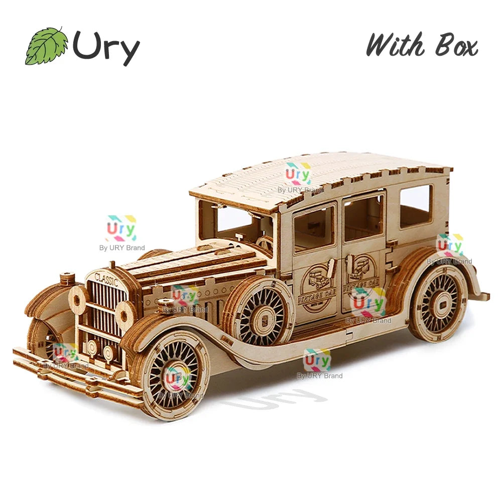 Ury 3D Wooden Puzzle Retro Vintage Car Classic Nostalgic Movies Vehicle Assembly Model DIY Decoration Gift Toys for Kids Adults