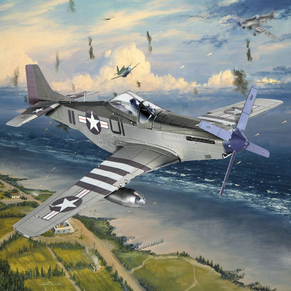 Piececool 3D Puzzles Gift Airplane Metal Model Building Kits DIY Toys for Teens Brain Teaser Jigsaw for Collection 107pcs