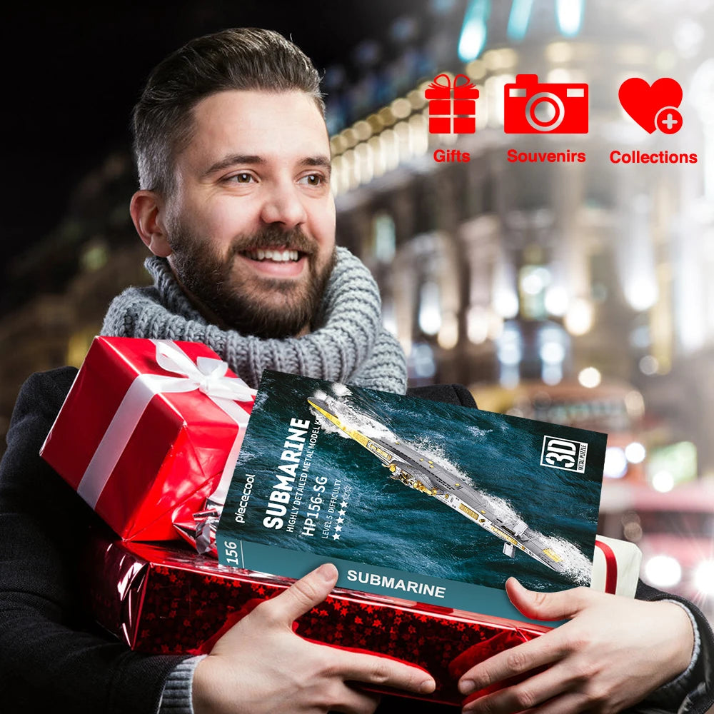 Piececool 3D Metal Puzzles DIY Submarine Model Building Kits for Teens Best Gifts Brain Teaser