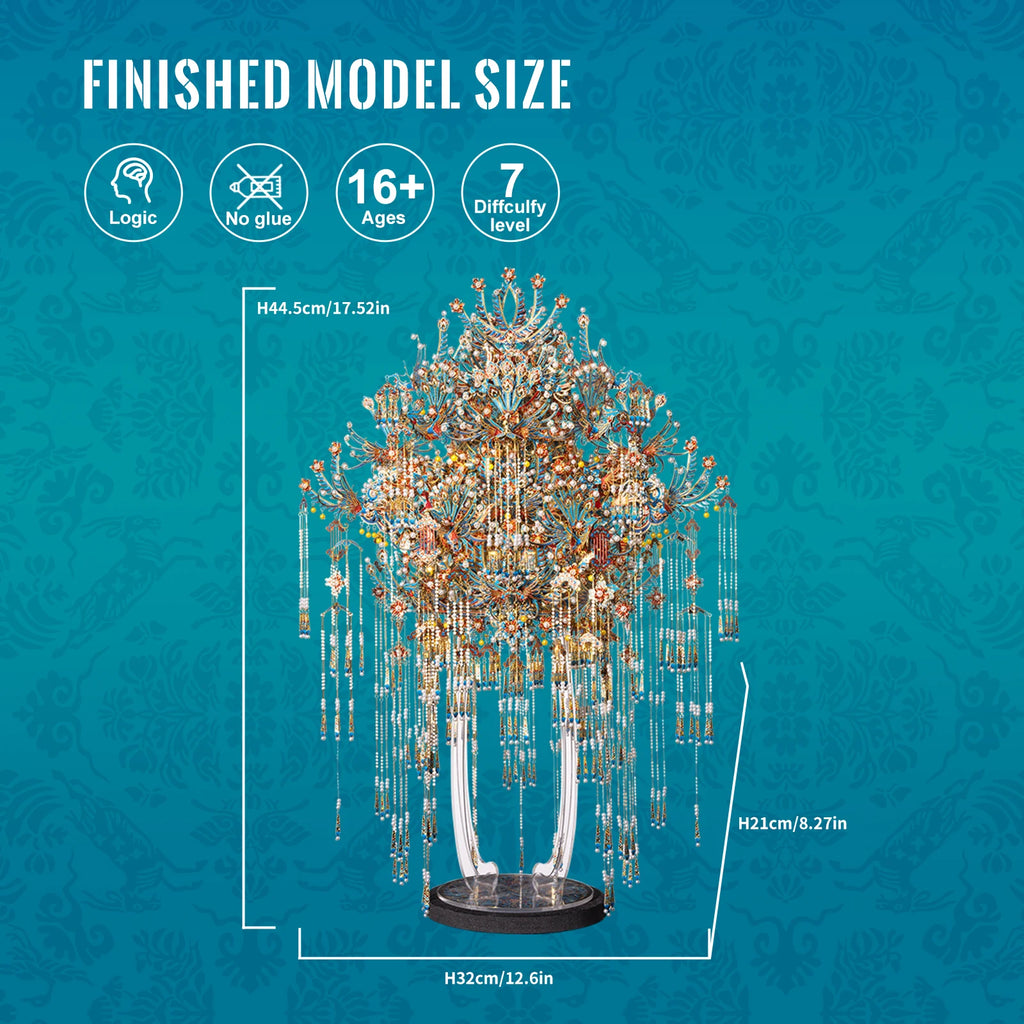 Piececool 3D Metal Model Kits Kingfisher Phoenix Coronet Metal Puzzle 3D Jigsaw DIY Crafts for Home Decoration