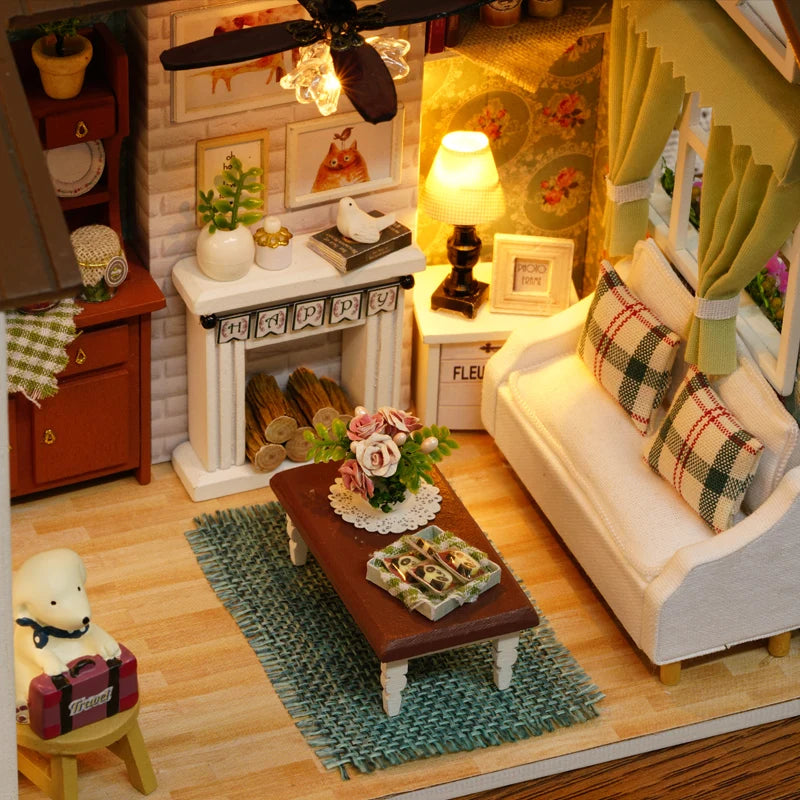 Good Times" DIY Miniature House Kit - Creative Wooden Craft for Adults, Heartwarming Christmas Gift & Collectible Home Decor