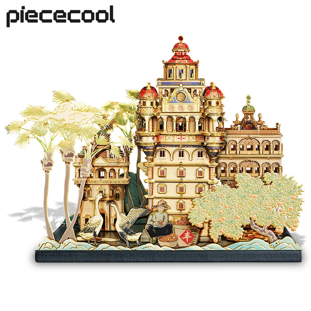 Piececool 3D Models Building Kit Qiaosheng Castle Metal Puzzles Assembly Construction DIY Set Brain Teaser Jigsaw for Collection