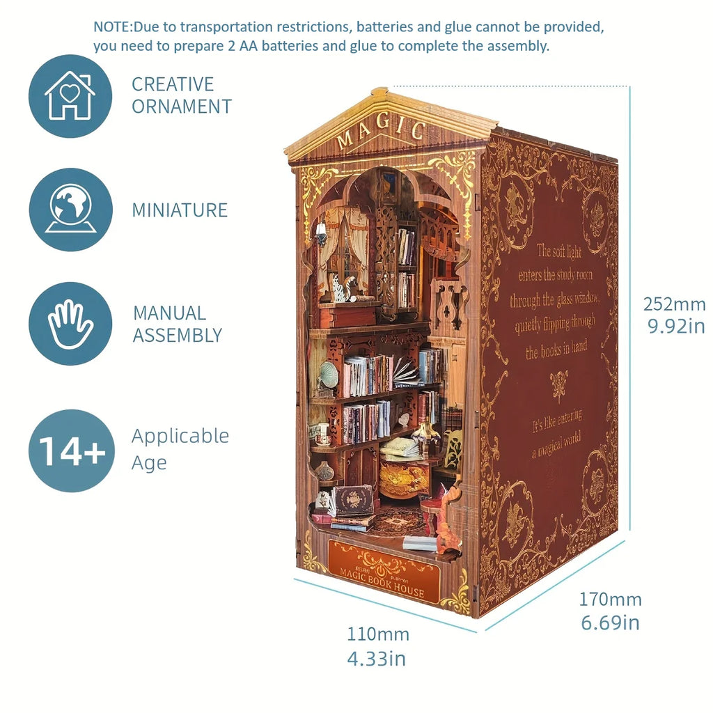 1pc,DIY Book Nook Kit,Assembly Model Kit,Bookshelf Decor,Home Decor Micro Model,The perfect gift for teenagers and adults