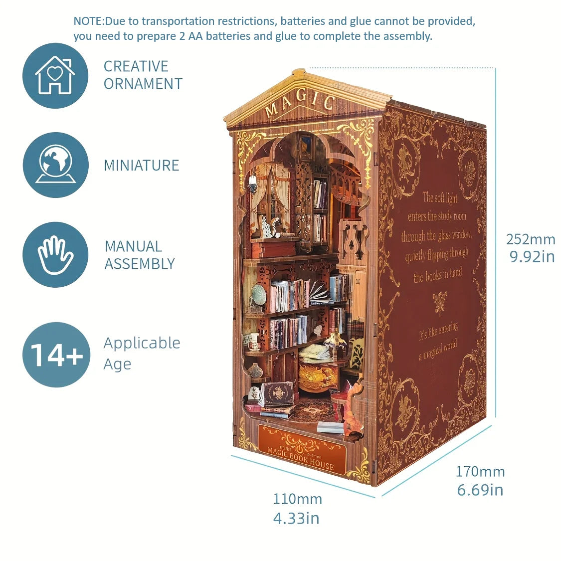 1pc,DIY Book Nook Kit,Assembly Model Kit,Bookshelf Decor,Home Decor Micro Model,The perfect gift for teenagers and adults