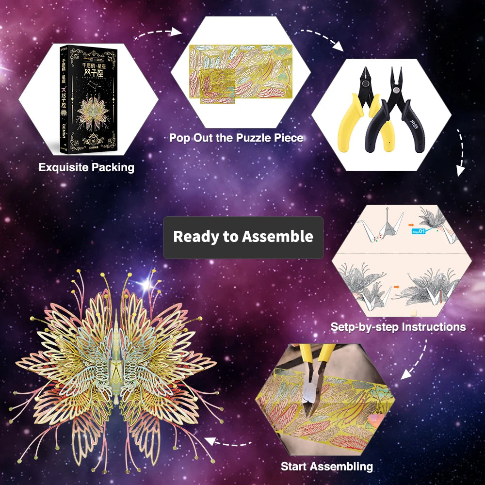 Piececool 3D Metal Puzzle GEMINI Assembly Model Kit Constellation Jigsaw DIY Toy Birthday Gifts