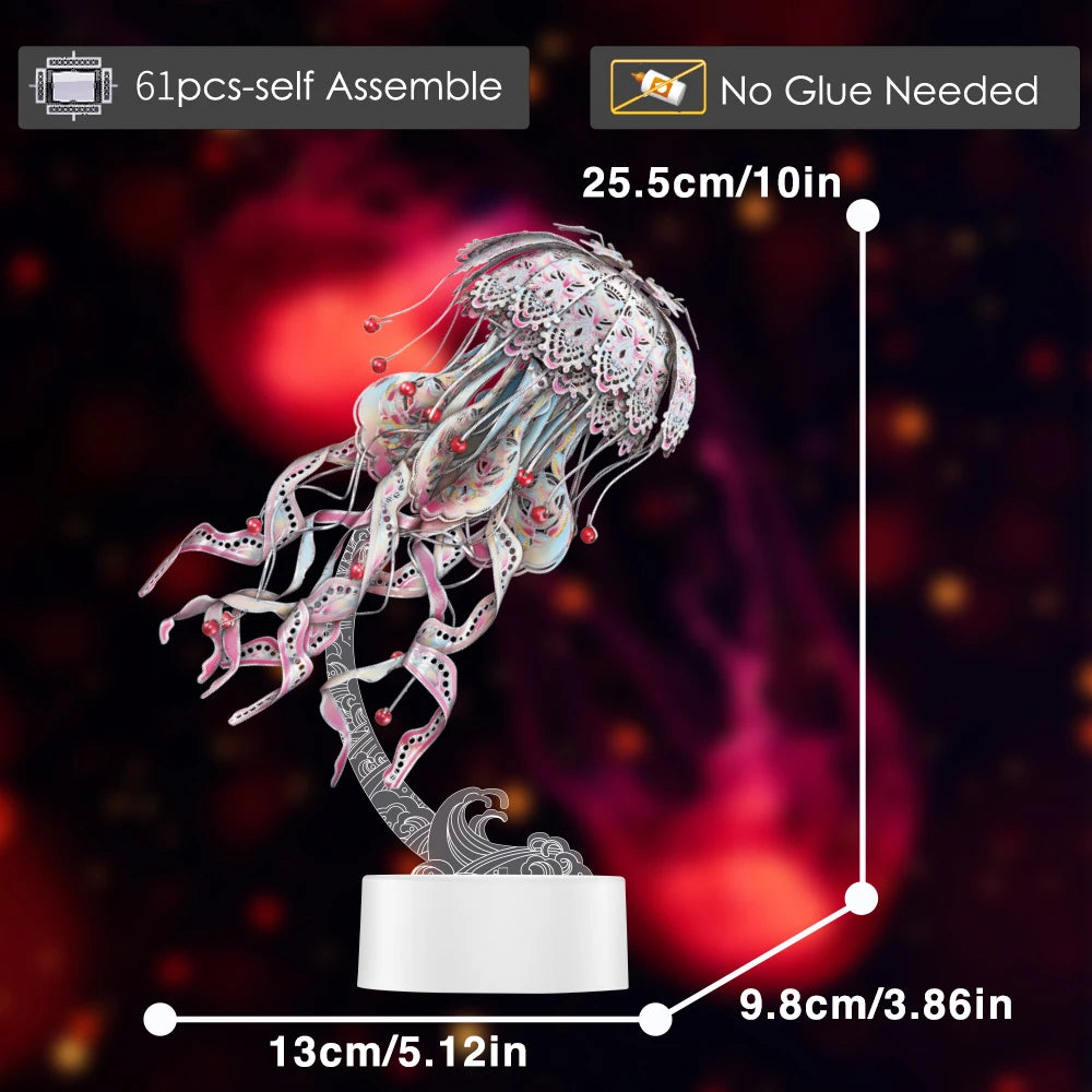 Piececool 3D Puzzles Metal Model Gifts Colourful Jellyfish Building Kits Jigsaw DIY Toy for Adult (4 Colors)