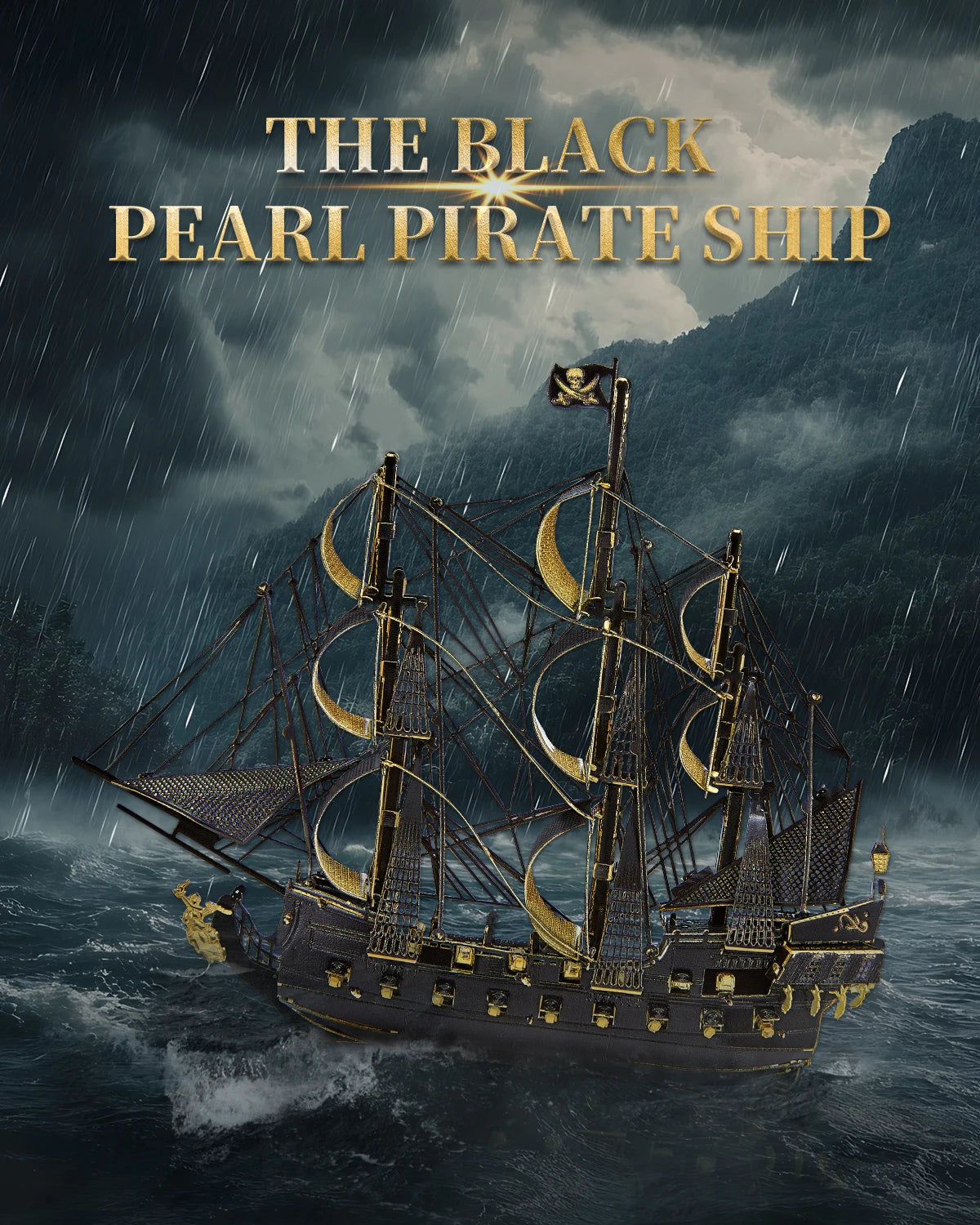 Piececool 3D Metal Model Kits The Black Pearl Refrigerator Magnet 3D Metal Puzzles for Home Decoration DIY Jigsaw Set