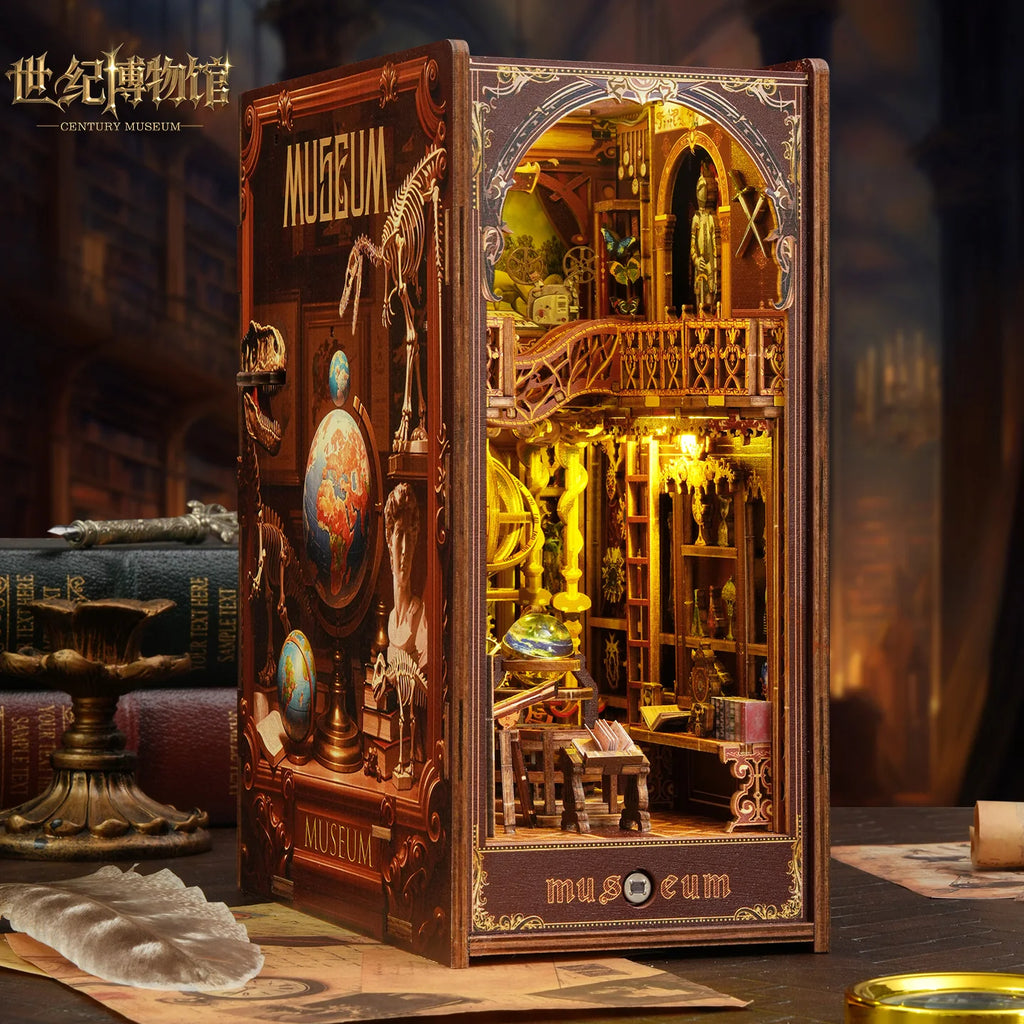 Elegant Century Museum Book Nook Kit - 3D Wooden Shelf Insert, DIY Model Building Set, Unique Home Decor Gift