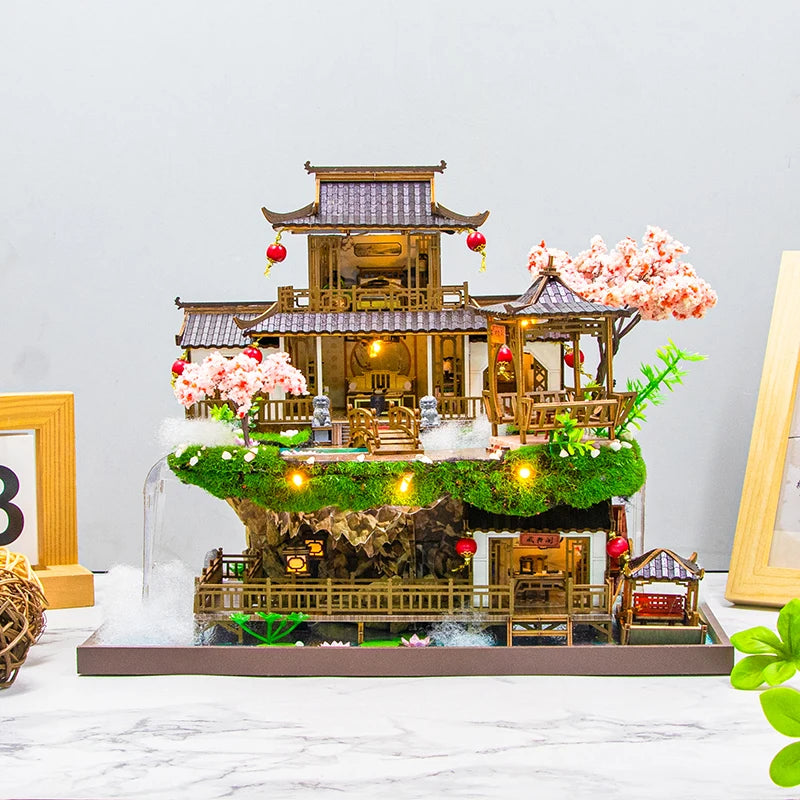 New Arrival Vintage Courtyard Miniature Building Model - Large Wooden Villa DIY Craft, Creative Gift for Christmas Halloween
