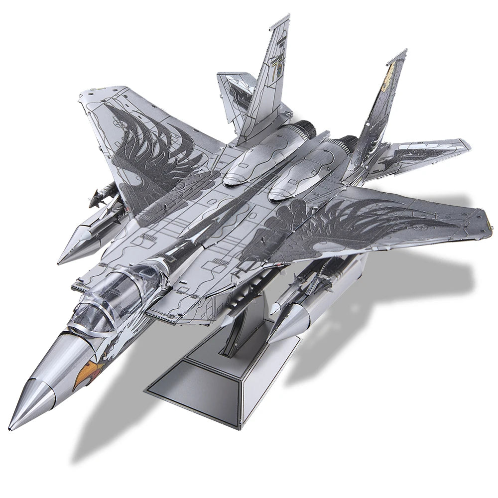 Piececool 3D Metal Puzzles F-15 Fighter Assembly Model Kits for Adult DIY Fighter Aircraft Jigsaw for Collection Birthday Gifts