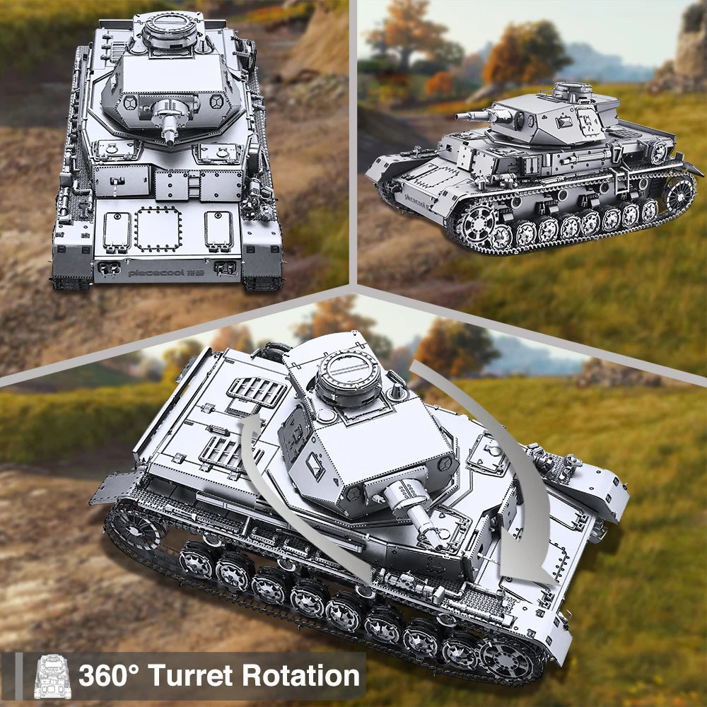 Piececool 3D Metal Model Kits 1:48 Panzer IV Tanks D Puzzle 3D DIY Set for Adult Brain Teaser Jigsaw for Collection