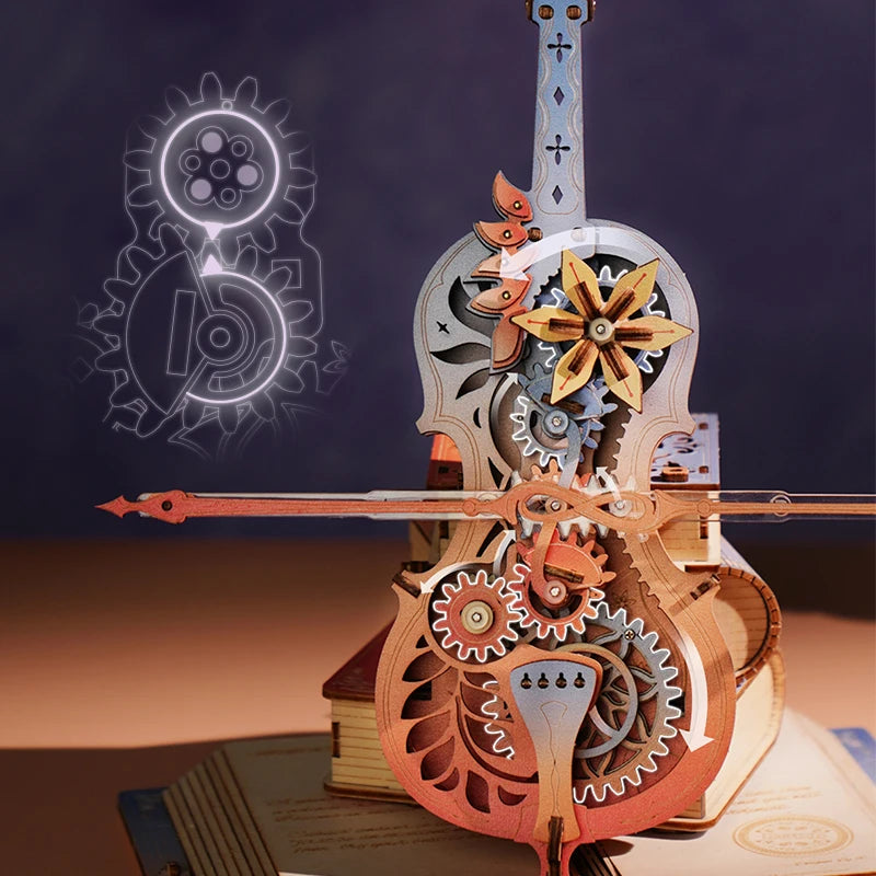 Robotime Rokr 3D Wooden Puzzle Symphony of Gorgeous Dreams Mechanical Music Box Pre-colored Design Gift for Family Kids BuildToy