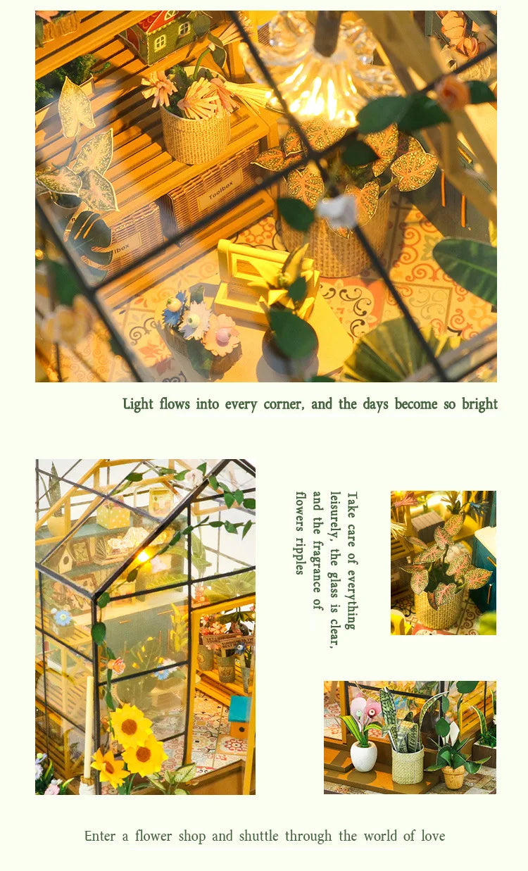 3D DIY Miniature Greenhouse Assembly Kit - Creative Micro-Landscape Model for Birthday & Christmas Gifts (Black Friday Deal)