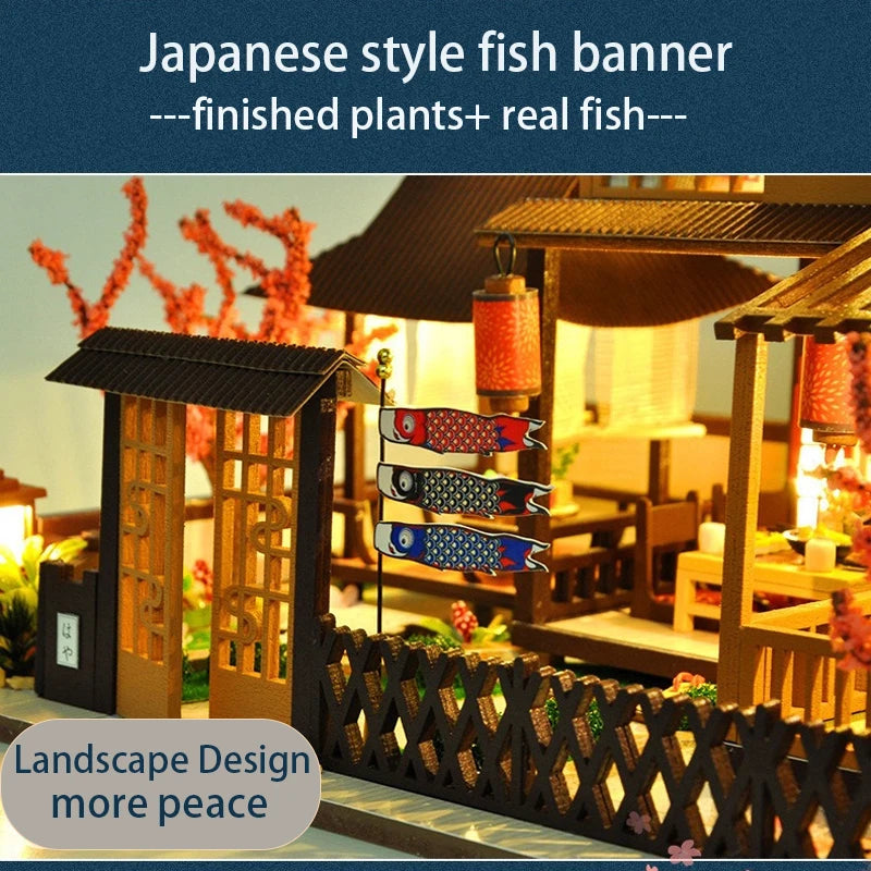Cutebee DIY DollHouse Japanese Style Villa Kit Wooden Miniature Doll Houses for Children Birthday Gift